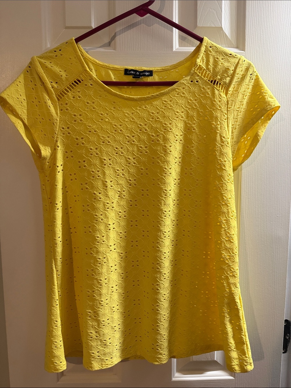 Cable & Gauge Bright Yellow Eyelet Short Sleeve Tee